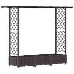 Lit Élevé avec Treillis et Toit Marron 164 x 40 x 121 cm PP 647013647013