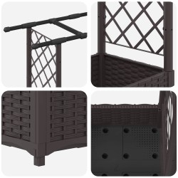 Lit Élevé avec Treillis et Toit Marron 164 x 40 x 121 cm PP 647013647013