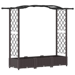 Lit Élevé avec Treillis et Toit Marron 169 x 40 x 123 cm PP 647015647015