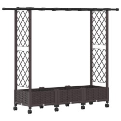 Lit Élevé avec Treillis et Toit Marron 164 x 40 x 127 cm PP 647017647017