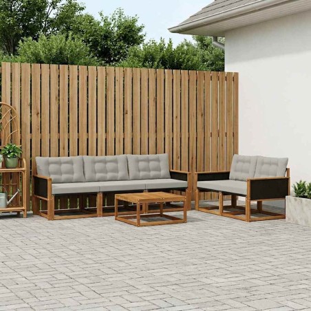 Ensemble de canapés d'extérieur 6 pcs Naturel et gris clair 647019647019