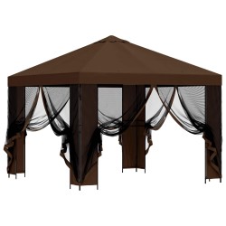 Abri de jardin avec parois 3 x 3 m Marron Polyester et Acier 647020647020