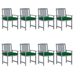Chaises de jardin et coussins lot de 8 Bois acacia solide Gris 647021647021