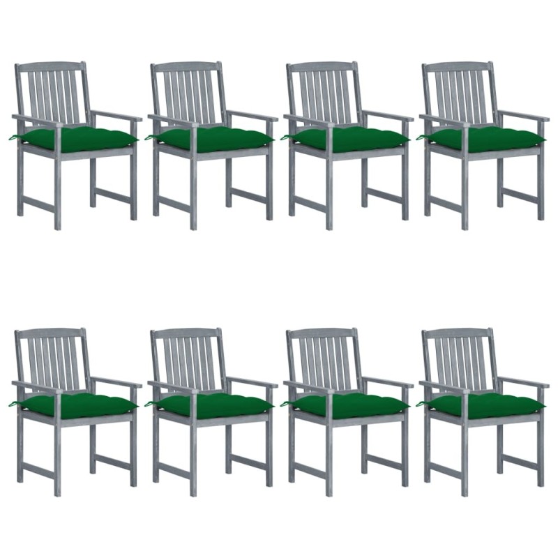 Chaises de jardin et coussins lot de 8 Bois acacia solide Gris 647021647021