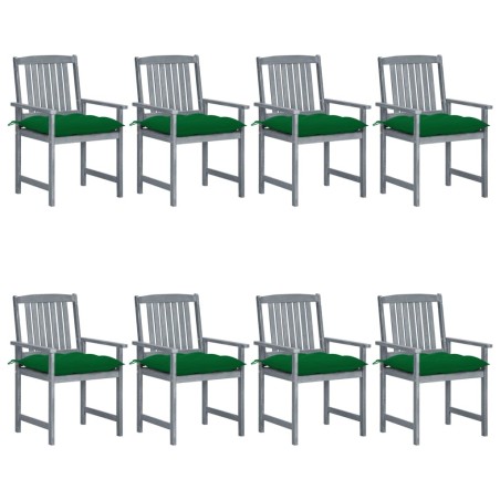 Chaises de jardin et coussins lot de 8 Bois acacia solide Gris 647021647021