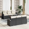 Ensemble de canapé de jardin avec coussin 7 pcs Noir polyrotin 647022647022