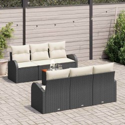 Ensemble de canapé de jardin avec coussin 7 pcs Noir polyrotin 647022647022