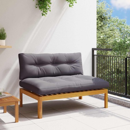 Unité de canapé du milieu Gris Naturel et Foncé Bois d'acacia 647024647024