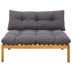 Unité de canapé du milieu Gris Naturel et Foncé Bois d'acacia 647024647024