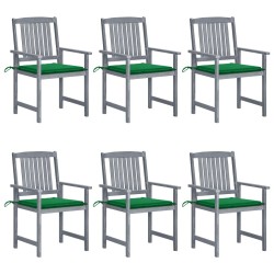 Chaises de jardin et coussins lot de 6 Bois acacia massif Gris 647027647027