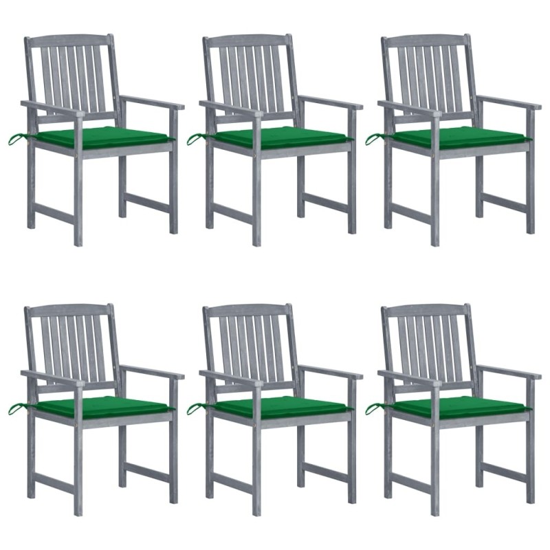 Chaises de jardin et coussins lot de 6 Bois acacia massif Gris 647027647027