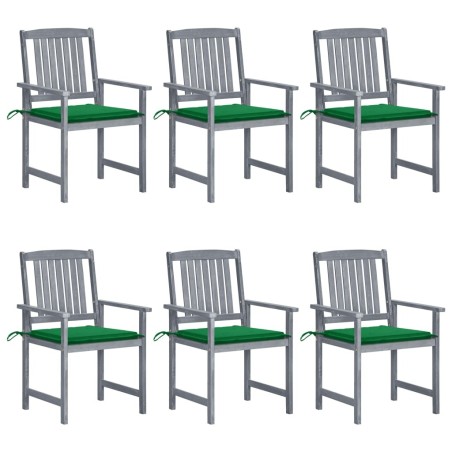 Chaises de jardin et coussins lot de 6 Bois acacia massif Gris 647027647027
