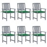 Chaises de jardin et coussins lot de 6 Bois acacia massif Gris 647027647027
