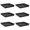 Plateau carré à fleurs 6 pcs Noir 18 x 18 x 2 cm Plastique 647032647032