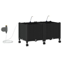 Porte-plante de jardin avec irrigation et roues 2 pc Noir PP 647037647037