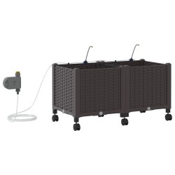 Porte-plante de jardin avec irrigation et roues 2 pc Marron PP 647048647048