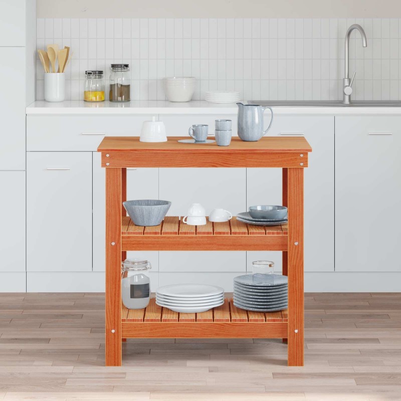 Établi avec étagère Brun cire 78,5 x 50 x 80 cm Pin massif 647052647052