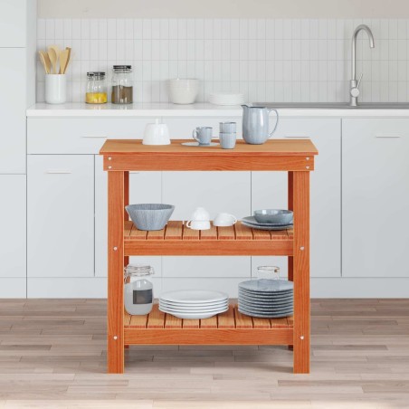 Établi avec étagère Brun cire 78,5 x 50 x 80 cm Pin massif 647052647052