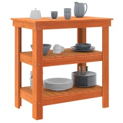 Établi avec étagère Brun cire 78,5 x 50 x 80 cm Pin massif 647052647052