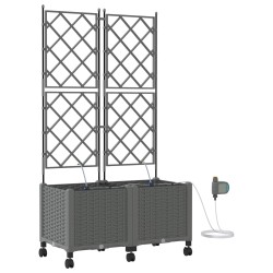 Porte-plante de jardin avec irrigation et roues 2 pc Gris clair 647053647053