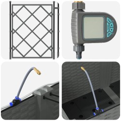 Porte-plante de jardin avec irrigation et roues 2 pc Gris clair 647053647053