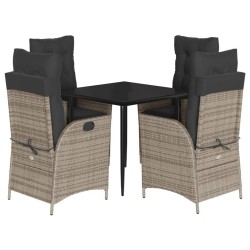 Ensemble à manger de jardin 5 pcs coussins gris résine tressée 647056647056