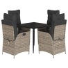 Ensemble à manger de jardin 5 pcs coussins gris résine tressée 647056647056