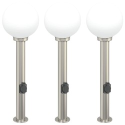 Bornes lumineuses avec sortie lot de 3 80 cm acier inoxydable IP44 647057647057