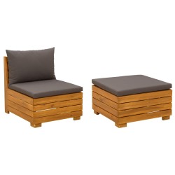 Ensemble de salon de jardin 2 Pièce Marron Bois d'Acacia Massif 647070647070