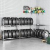 Porte-pneus à 2 niveaux 3 pcs Argenté 110x40x110 cm Acier 647107647107