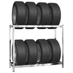 Porte-pneus à 2 niveaux 3 pcs Argenté 110x40x110 cm Acier 647107647107
