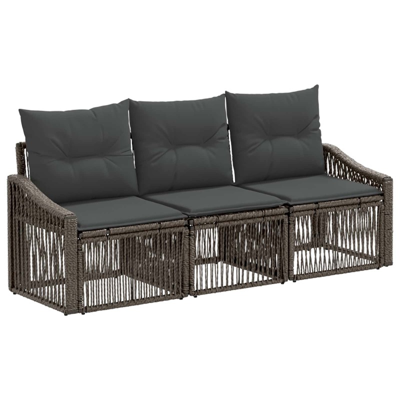 Ensemble de canapé de jardin 3 pcs Gris polyrotin 647109647109