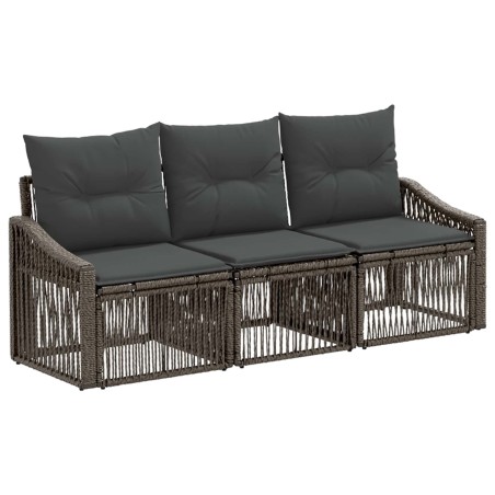 Ensemble de canapé de jardin 3 pcs Gris polyrotin 647109647109