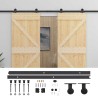 Porte coulissante 2 pcs Naturel et noir Bois de pin massif 647112647112