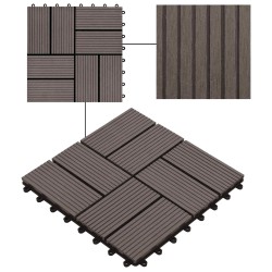 Carreau de terrasse 22 pcs Marron foncé 30 x 30 cm WPC 647125647125