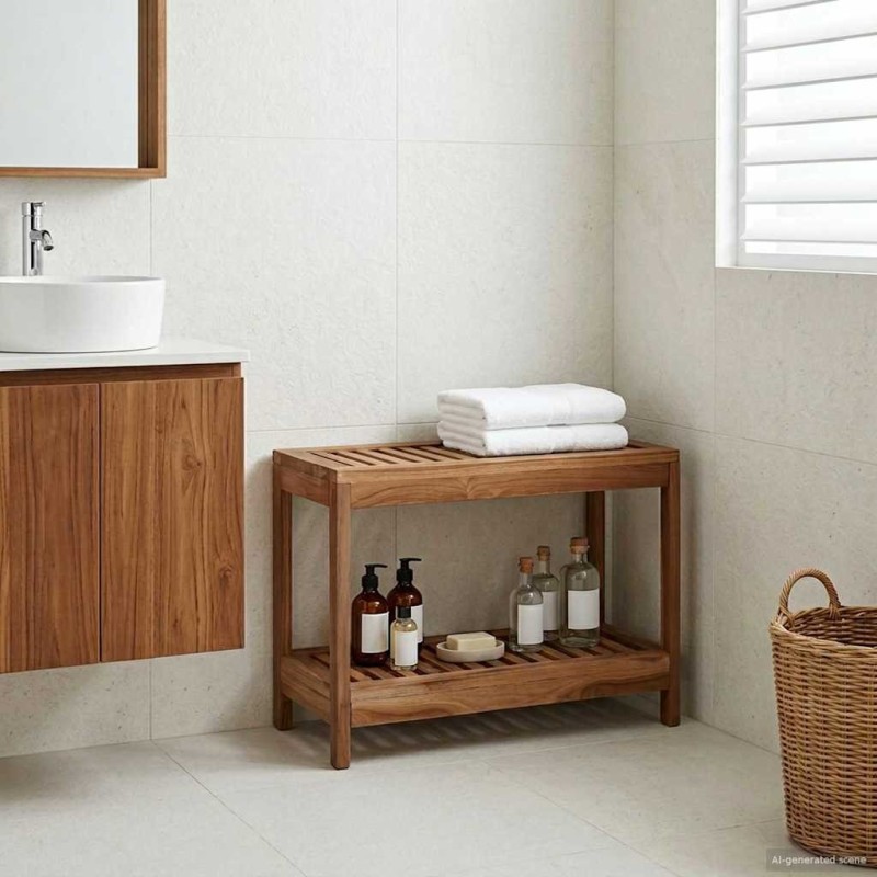 Table d'appoint de salle de bain Naturel 60 x 30 x 45 cm 647126647126