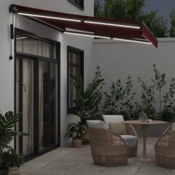 Auvent rétractable automatique avec LED bordeaux 350x250 cm 647135647135