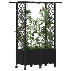 Lit Élevé avec Treillis et Toit Noir 124,5 x 40 x 142 cm PP 647137647137