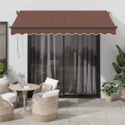 Auvent rétractable automatique avec LED marron 350x250 cm 647138647138