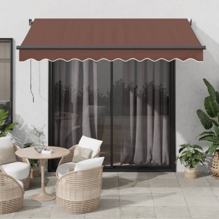 Auvent rétractable automatique avec LED marron 350x250 cm 647138647138