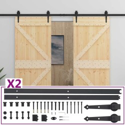Porte coulissante 2 pcs 80 x 210 cm Bois de pin massif 647147647147