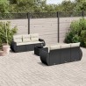 Salon de jardin 7 pcs avec coussins noir résine tressée 647152647152