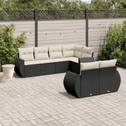 Salon de jardin 7 pcs avec coussins noir résine tressée 647154647154