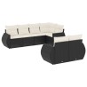 Salon de jardin 7 pcs avec coussins noir résine tressée 647154647154