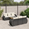 Salon de jardin 7 pcs avec coussins noir résine tressée 647155647155