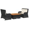Salon de jardin 3 pcs avec coussins Noir Résine tressée 647161647161