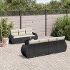 Salon de jardin 8 pcs avec coussins noir résine tressée 647169647169