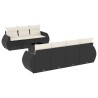 Salon de jardin 8 pcs avec coussins noir résine tressée 647169647169