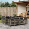 Ensemble à manger de jardin 9 pcs coussins gris résine tressée 647173647173