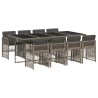 Ensemble à manger de jardin 9 pcs coussins gris résine tressée 647173647173
